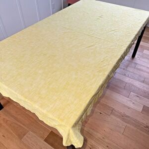 Anthropologie Pehr Tablecloth Yellow Green 100% Slub Cotton India 89"x56" Spring